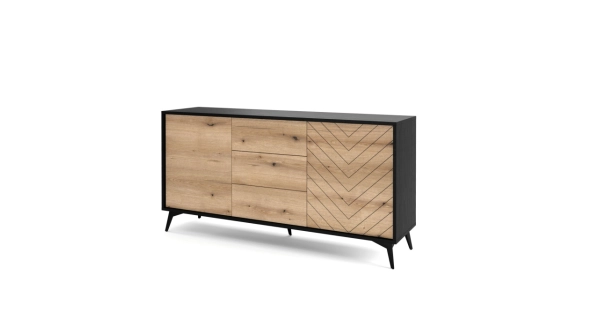 Komoda GASEOP 2D3S, černá/dub evoke