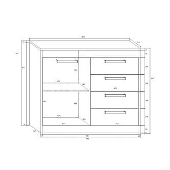 Komoda GATTON 1D4S, craft zlatý/craft bílý, 5 let záruka