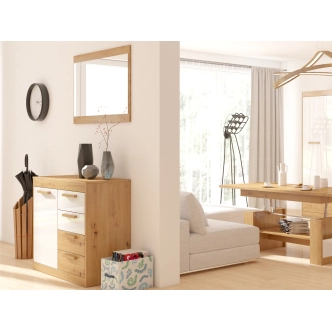 Komoda GATTON 1D4S, dub artisan/bílý lesk, 5 let záruka