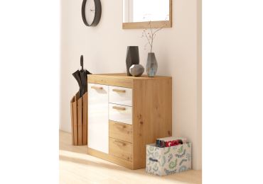 Komoda GATTON 1D4S, dub artisan/bílý lesk