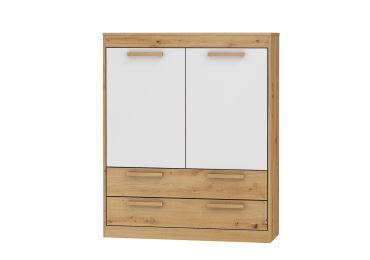 Komoda GATTON 2D2S, dub artisan/bílý lesk