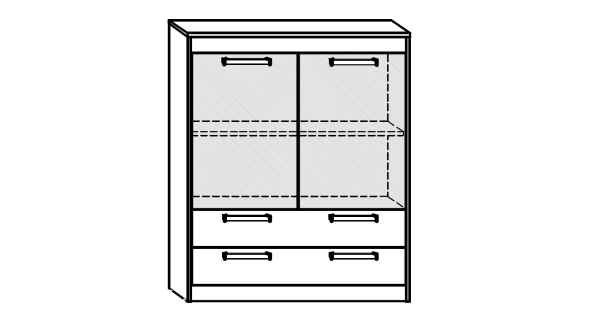 Komoda GATTON 2D2S, dub burgundský/bílý lesk, 5 let záruka