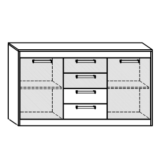 Komoda GATTON 2D4S, craft zlatý/craft bílý, 5 let záruka