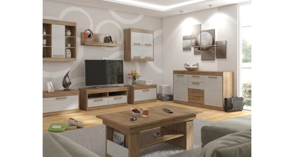 Komoda GATTON 2D4S, craft zlatý/craft bílý, 5 let záruka