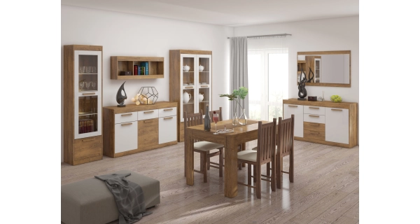 Komoda GATTON 2D4S, dub burgundský/bílý lesk, 5 let záruka