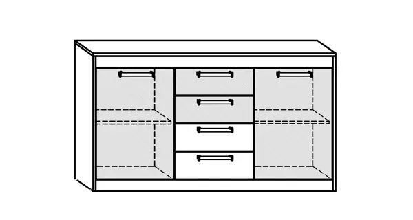 Komoda GATTON 2D4S, dub burgundský/bílý lesk