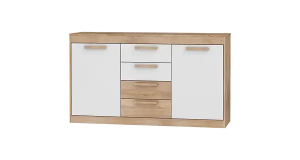 Komoda GATTON 2D4S, dub sonoma/bílý lesk