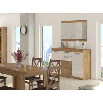 Komoda GATTON 3D2S, dub burgundský/bílý lesk, 5 let záruka