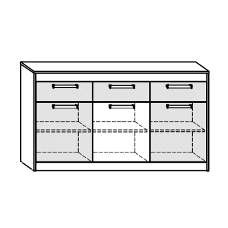 Komoda GATTON 3D3S, dub burgundský/bílý lesk, 5 let záruka