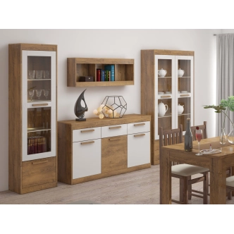 Komoda GATTON 3D3S, dub burgundský/bílý lesk, 5 let záruka