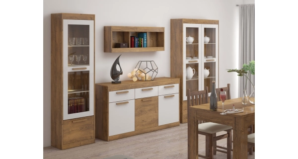 Komoda GATTON 3D3S, dub burgundský/bílý lesk, 5 let záruka