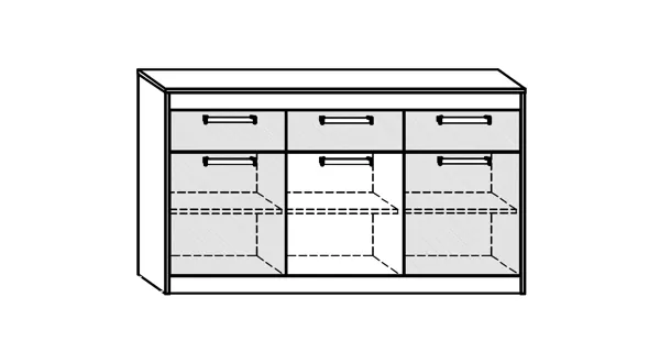 Komoda GATTON 3D3S, dub burgundský/bílý lesk