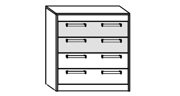 Komoda GATTON 4S, dub artisan/bílý lesk, 5 let záruka