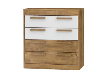 Komoda GATTON 4S, dub burgundský/bílý lesk