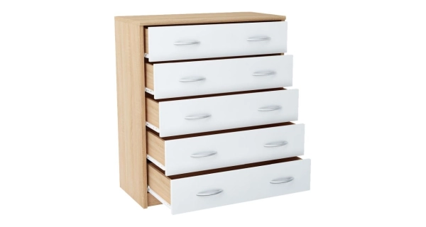 Komoda GELLERT/CERGIS 5S, dub sonoma/bílá
