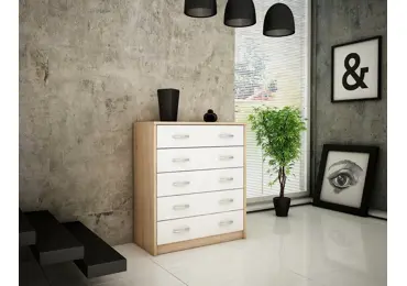 Komoda GELLERT/CERGIS 5S, dub sonoma/bílá