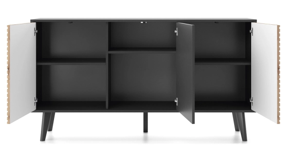 Komoda GIFU 3D, černý grafit/dub