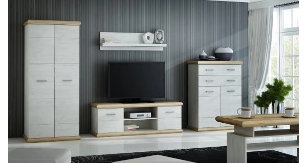 Komoda GIROLAMO 2D, dub divoký/jasan bílý