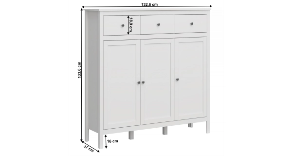 Komoda GLOMERATA 3D3S, bílá