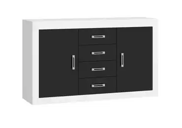 Komoda GOUDINI 2D4S, bílá/černý lesk