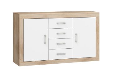 Komoda GOUDINI 2D4S, dub sonoma/bílý lesk