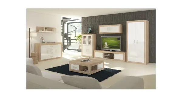 Komoda GOUDINI 2D4S, dub sonoma/bílý lesk