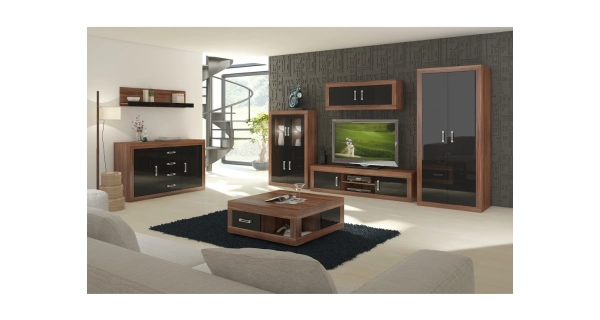 Komoda GOUDINI 2D4S, švestka wallis/černý lesk, 5 let záruka