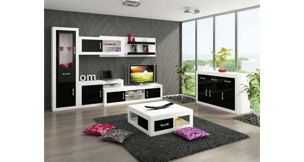 Komoda GOUDINI 3D3S, bílá/černý lesk, 5 let záruka