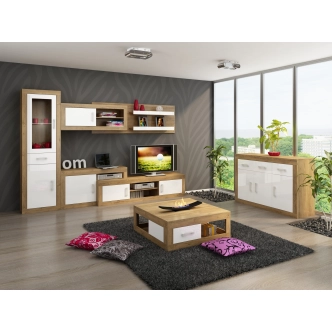 Komoda GOUDINI 3D3S, dub burgundský/bílý lesk, 5 let záruka