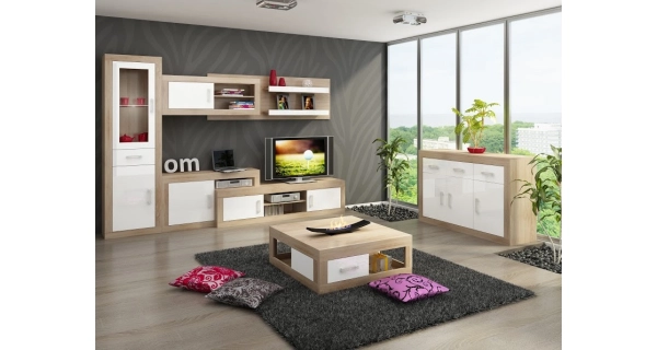 Komoda GOUDINI 3D3S, dub sonoma/bílý lesk, 5 let záruka