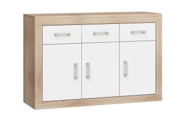 Komoda GOUDINI 3D3S, dub sonoma/bílý lesk
