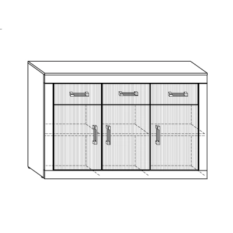 Komoda GOUDINI 3D3S, švestka wallis/černý lesk, 5 let záruka