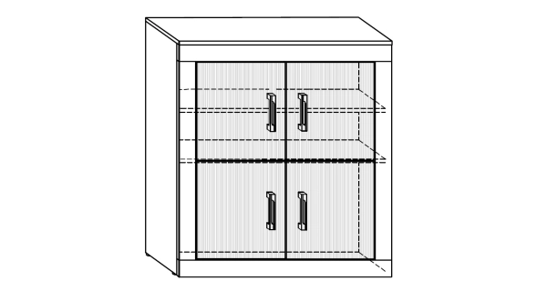 Komoda GOUDINI 4D, dub burgundský/bílý lesk, 5 let záruka