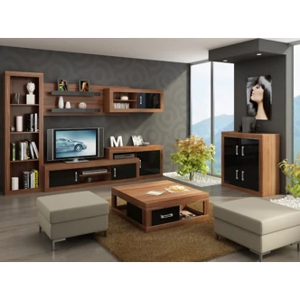 Komoda GOUDINI 4D, švestka wallis/černý lesk