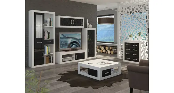 Komoda GOUDINI 4S, bílá/černý lesk