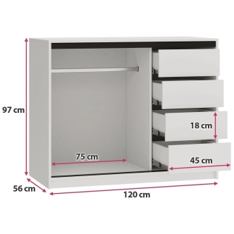 Komoda HARAZIA 120, bílý mat