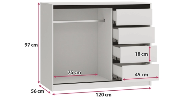 Komoda HARAZIA 120, bílý mat