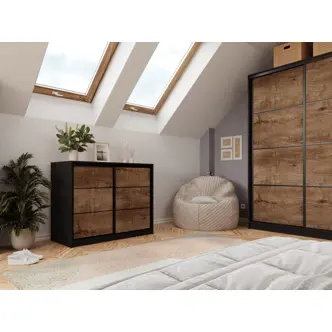 Komoda HARAZIA 120, černá/dub lefkas