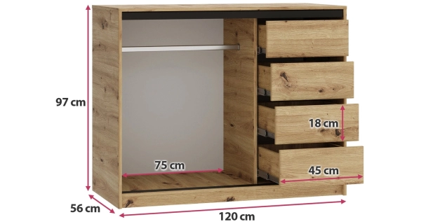 Komoda HARAZIA 120, dub artisan