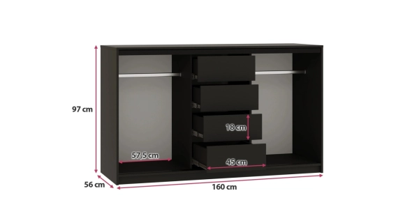 Komoda HARAZIA 160, černá/dub lefkas