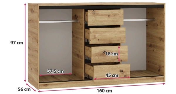 Komoda HARAZIA 160, dub artisan