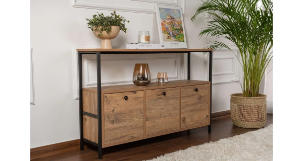 Komoda HELTRE, atlantská borovice/černá