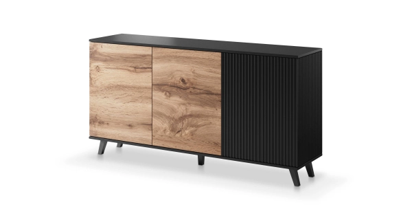 Komoda HOLLIS 1, dub wotan/černá