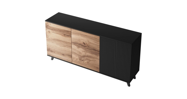 Komoda HOLLIS 1, dub wotan/černá