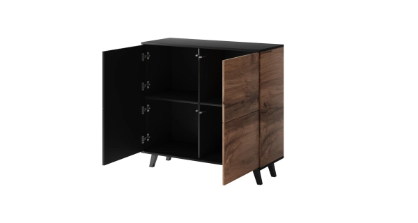 Komoda HOLLIS 2, dub wotan/černá