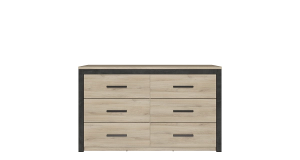 Komoda HUETE 6S, dub kronberg/asfalt