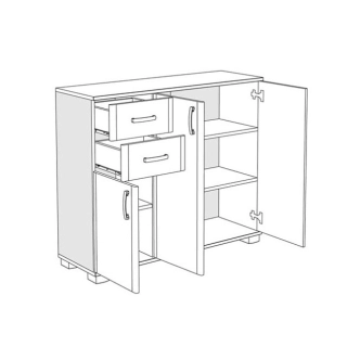 Komoda HURLEY 3, dub sněhový