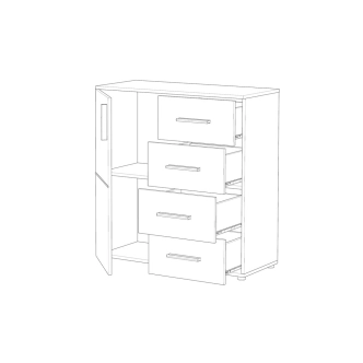 Komoda IDA 02, canyon oak/bílá