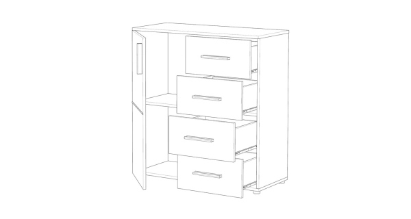 Komoda IDA 02, canyon oak/bílá