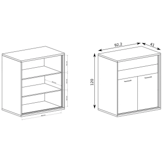 Komoda IPPOLITO 2D2S, dub hickory